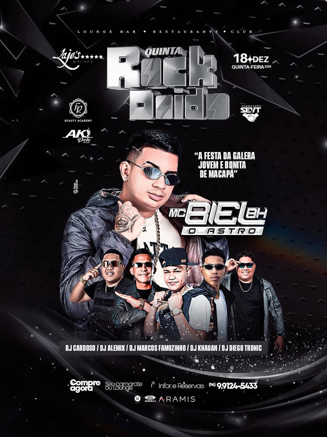 Palco Belém | Eventos | Quinta Rock Doido com MC Biel BH em Macapá